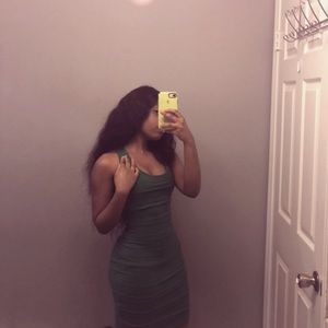 Green fitted mini dress